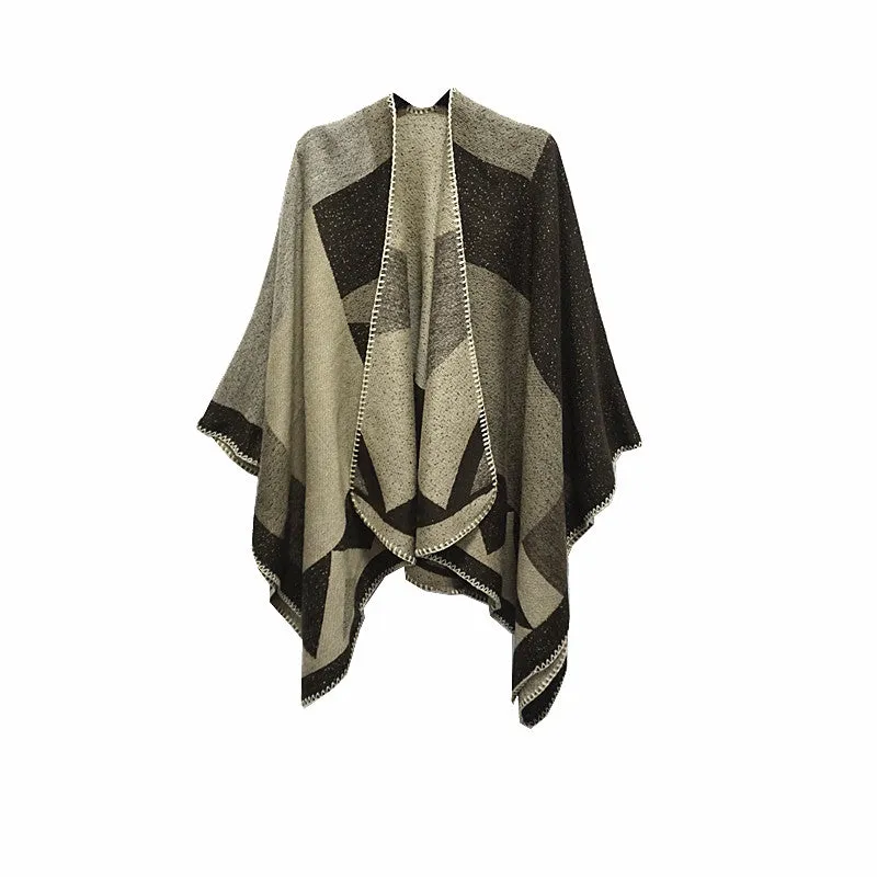 Winter Cape Shawl Open Poncho