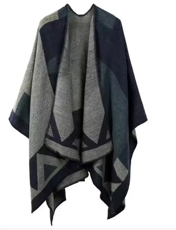 Winter Cape Shawl Open Poncho