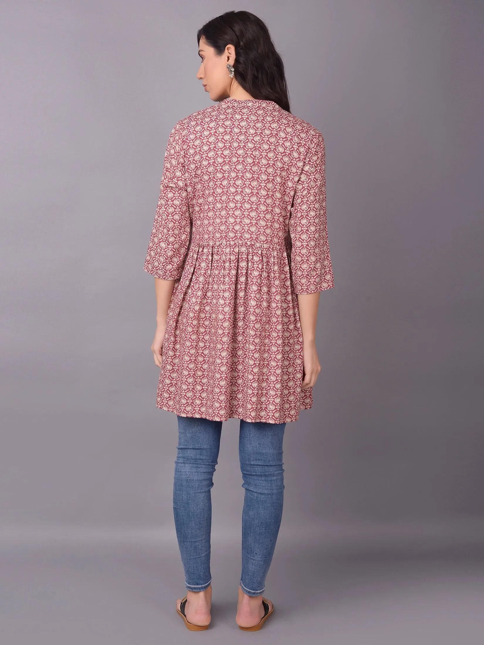 Women Pink Fit And Flare Printed Tunic