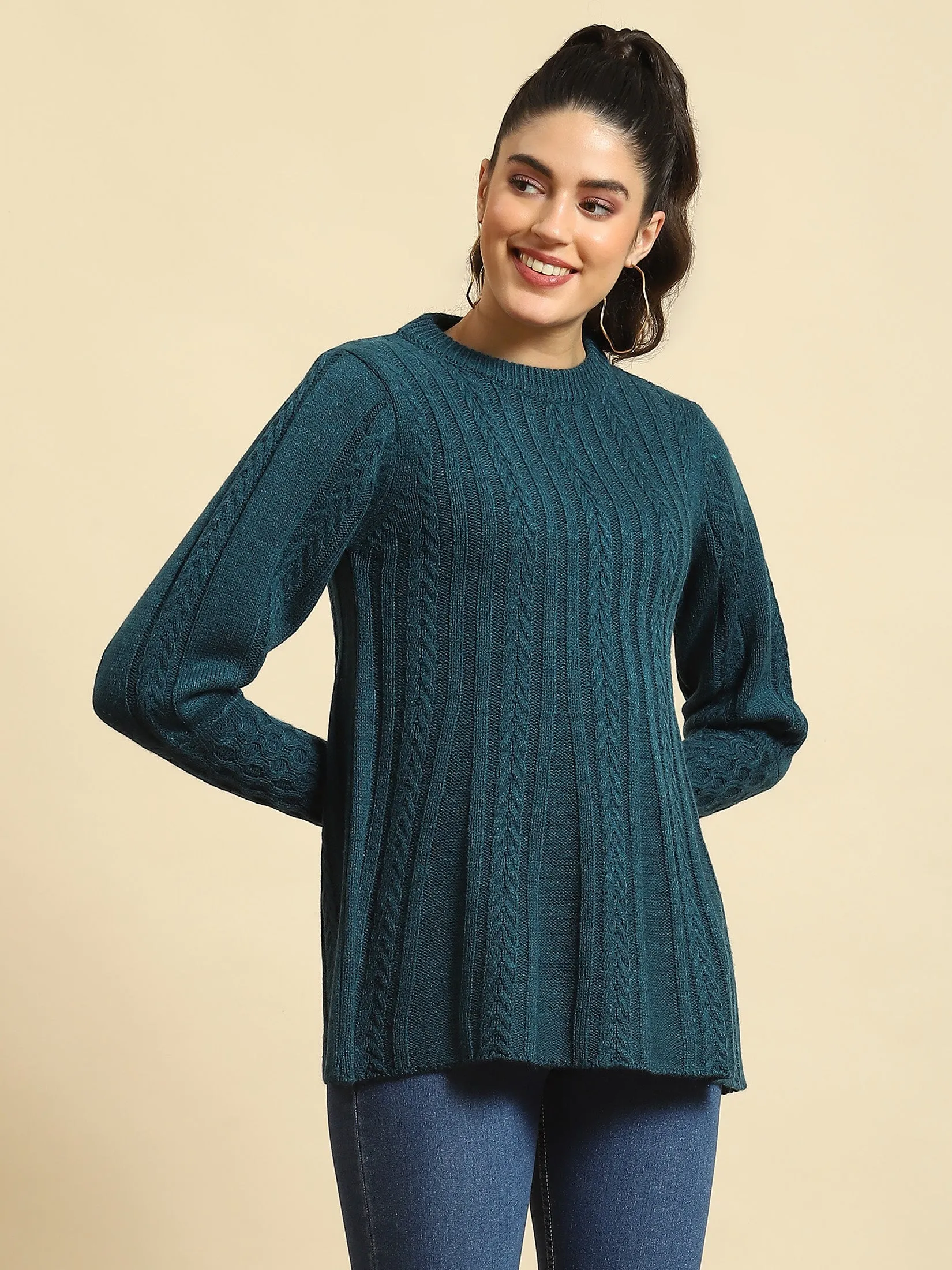 Women Teal Solid Tunic