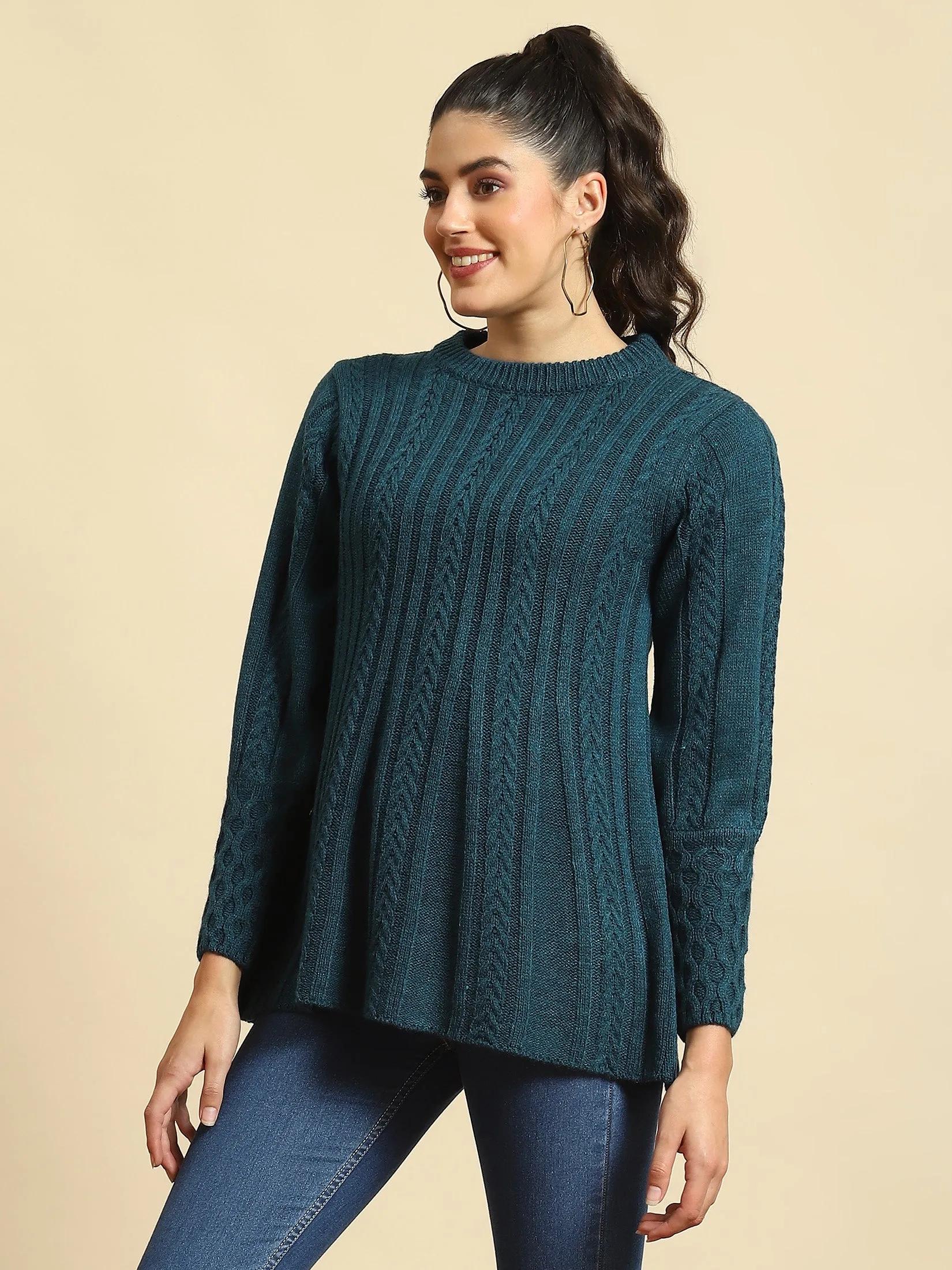 Women Teal Solid Tunic