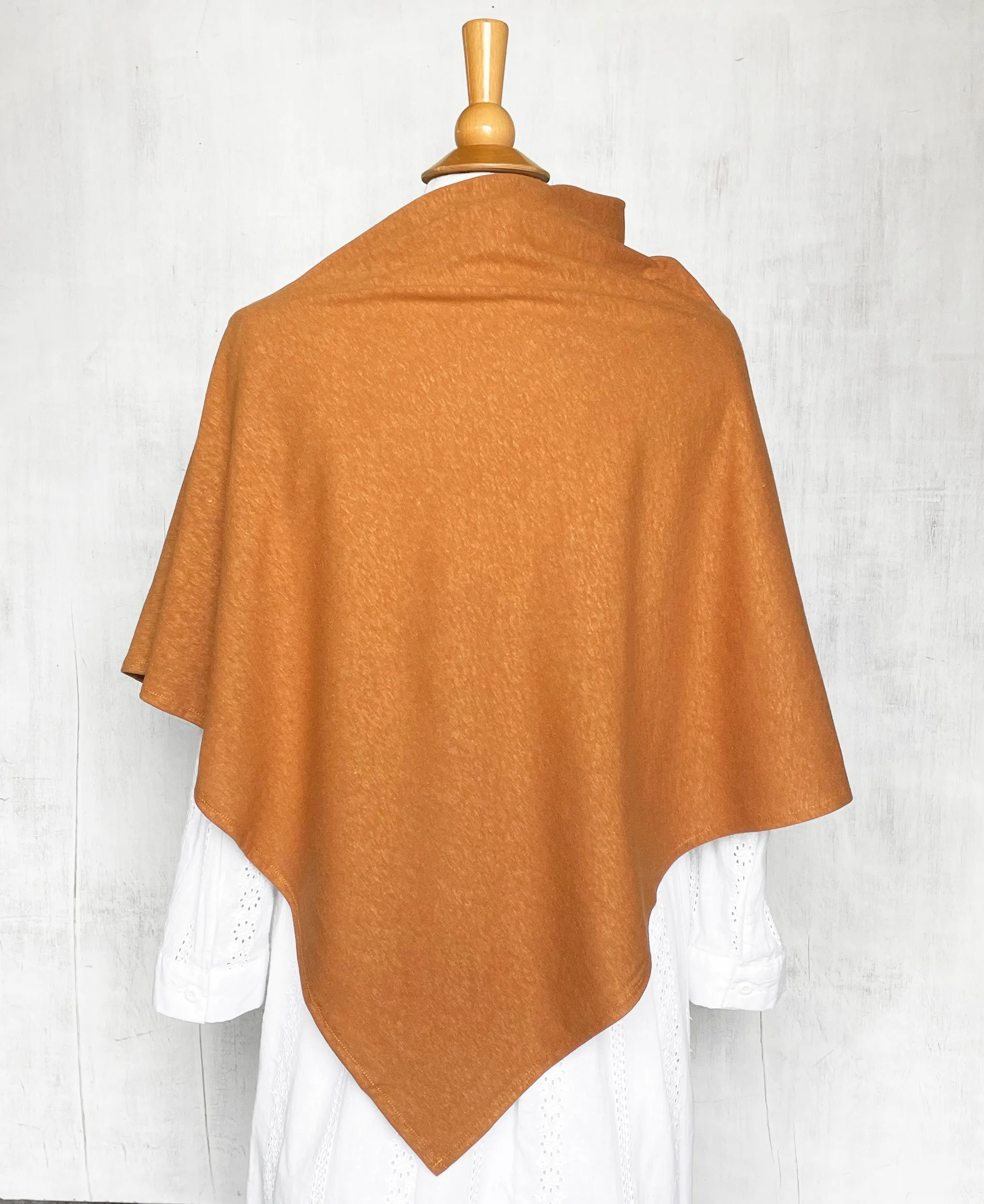 Women's Hemp / Organic Cotton Lightweight Poncho with Dandelion - Dark Apricot Orange