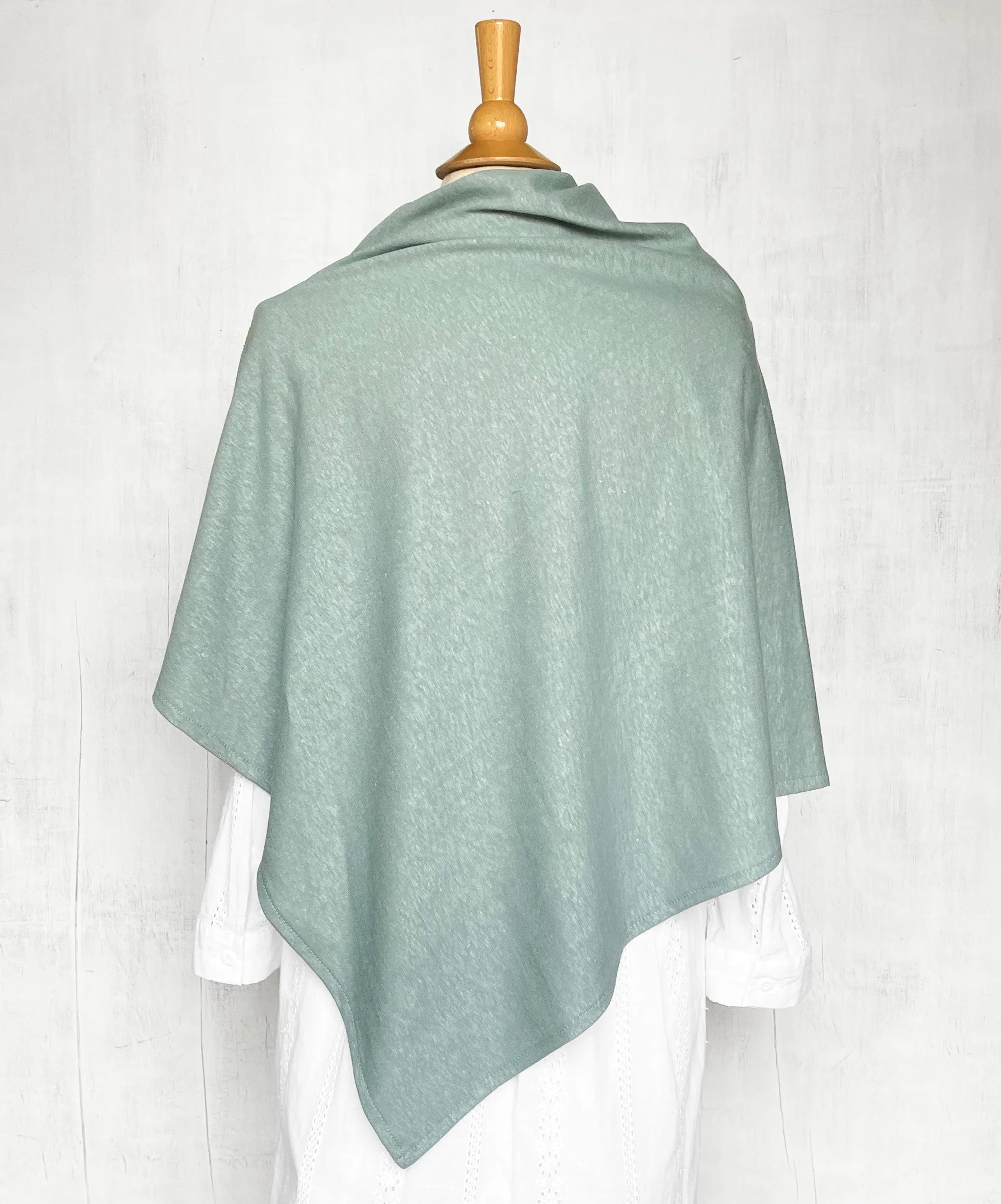 Women's Hemp / Organic Cotton Lightweight Poncho with Dandelion - Teal