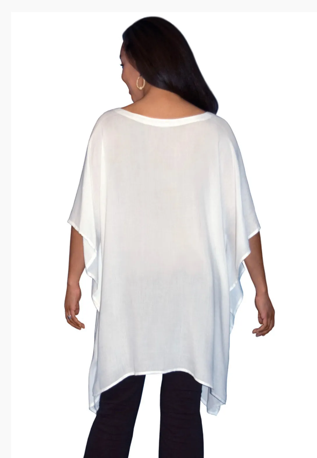 Women’s One Size Plus (XL-3X) Rayon Poncho in ‘Ocean Dreams’