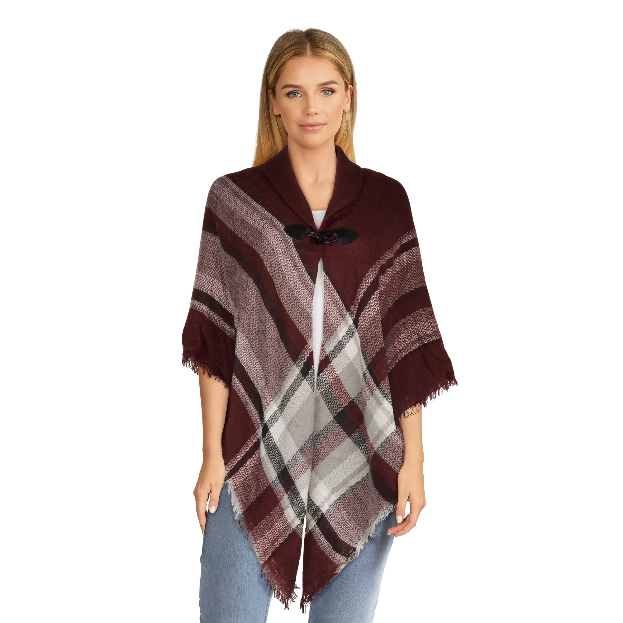 Women's Plaid Poncho