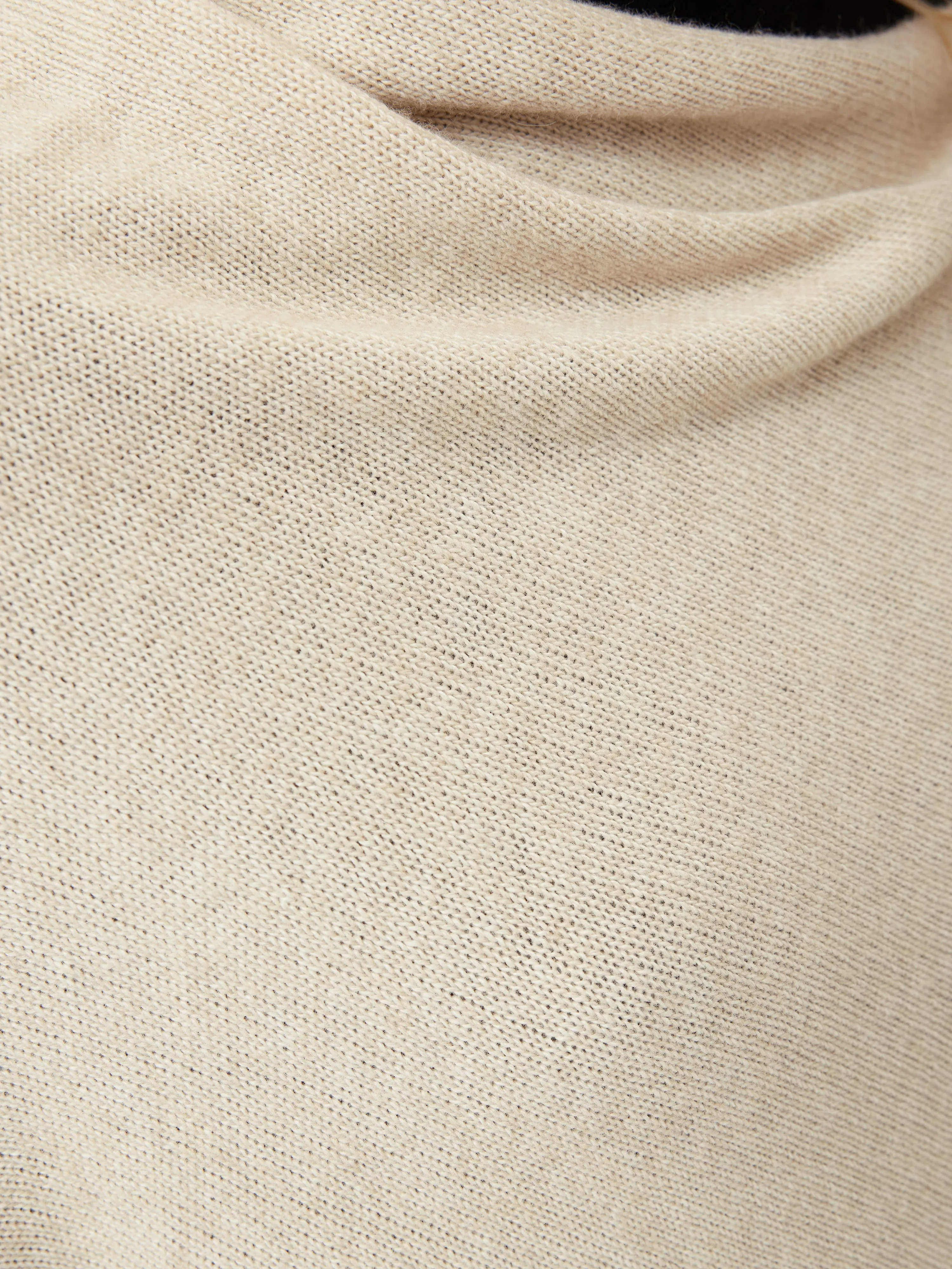 Wool Cashmere Blend Border Poncho | Cream